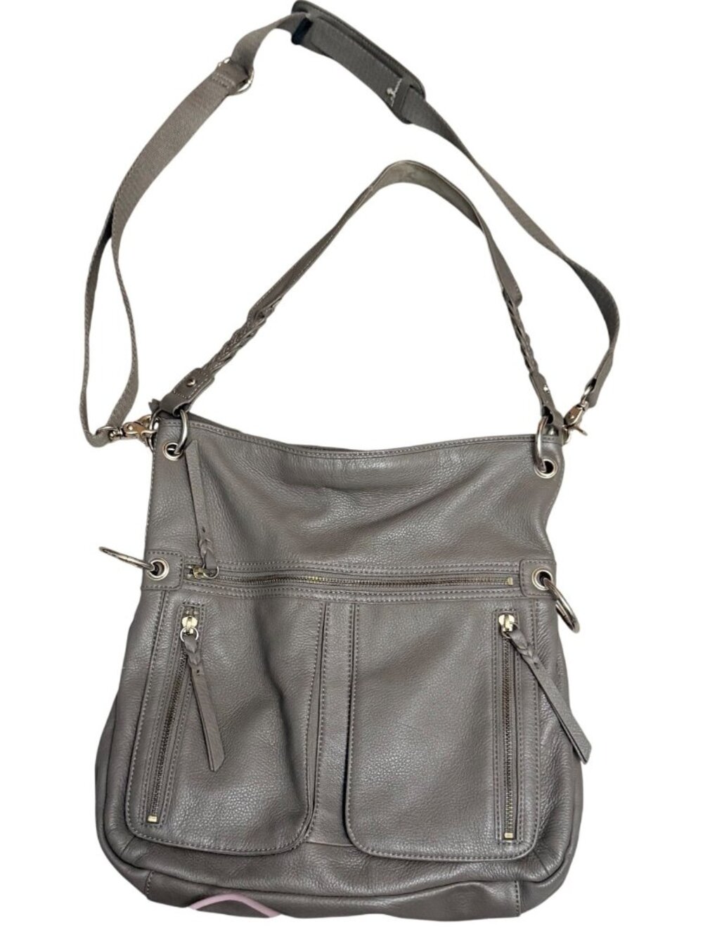 The Sak Women's Crossbody Bag Beige Taupe Iris Leather Purse Canvas Strap Casual